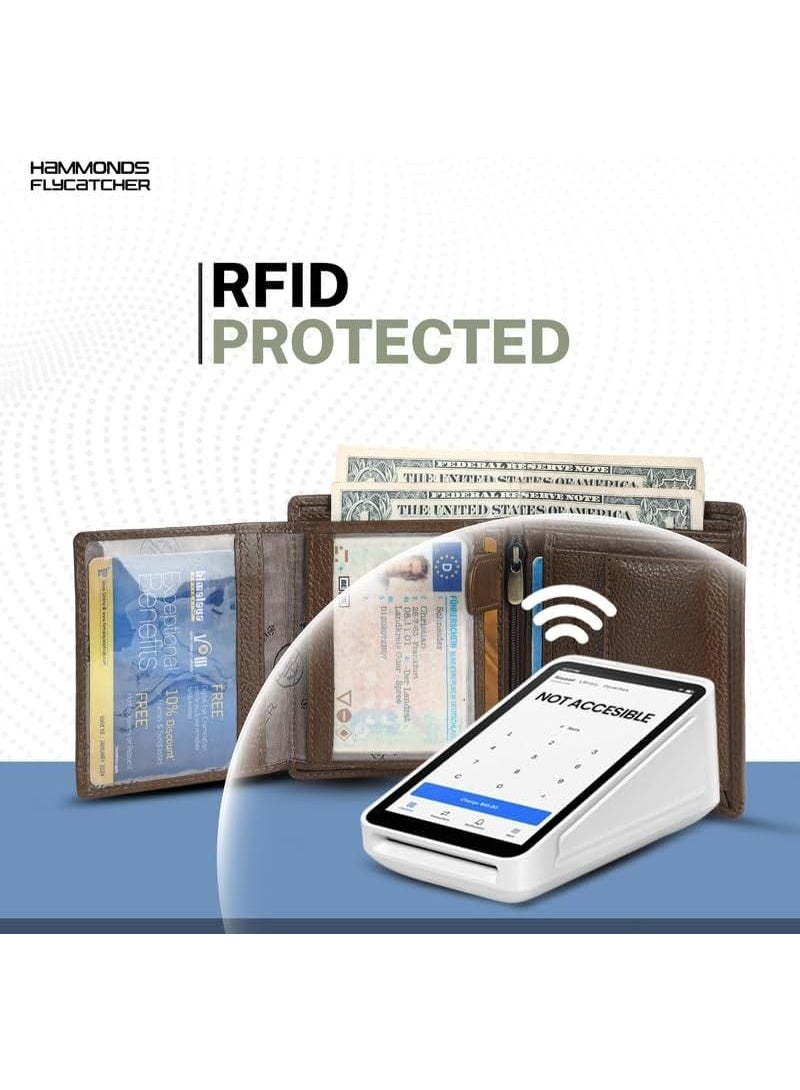 HAMMONDS FLYCATCHER RFID Protected Bi-Fold Wallet for Men Leather Original, Mens Wallet, Leather Wallets for Men, Stylish Purse with 4 Card Slots, 3 ID Slot, Coin Pocket, Gift for Mens, Brushwood - Image 4