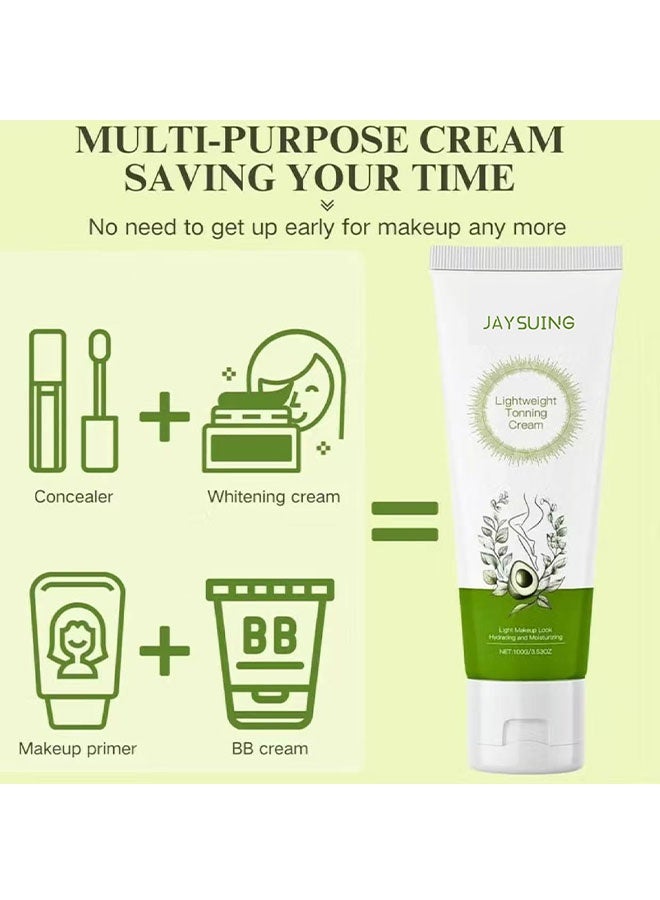 Jaysuing Lightweight Tonning Cream,Tone-Up Cream For Skin Lightening - Whitening Cream For Face And Skin, Skin Lightening Cream, Lighten Up Face Cream For Brighten, Moisturize, Concealer, Light Makeup Cream, Lazy Face Cream 100g - Image 3
