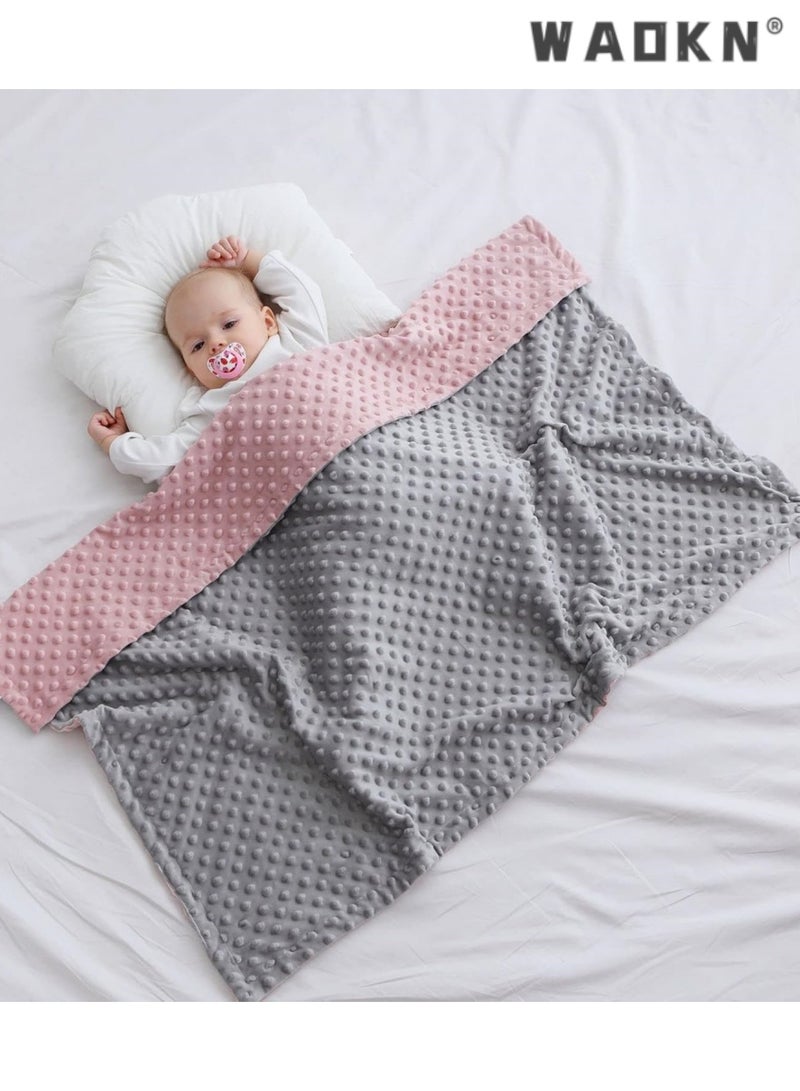 WAOKN Baby Blanket for Boys Girls, Soft Warm Plush Minky Baby Blanket with Dotted Backing, Newborn Double Layer Receiving Blanket for Stroller Crib - Image 3