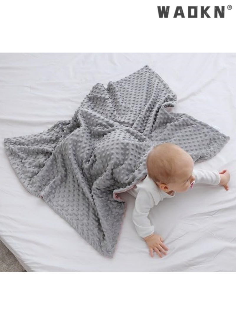 WAOKN Baby Blanket for Boys Girls, Soft Warm Plush Minky Baby Blanket with Dotted Backing, Newborn Double Layer Receiving Blanket for Stroller Crib - Image 4