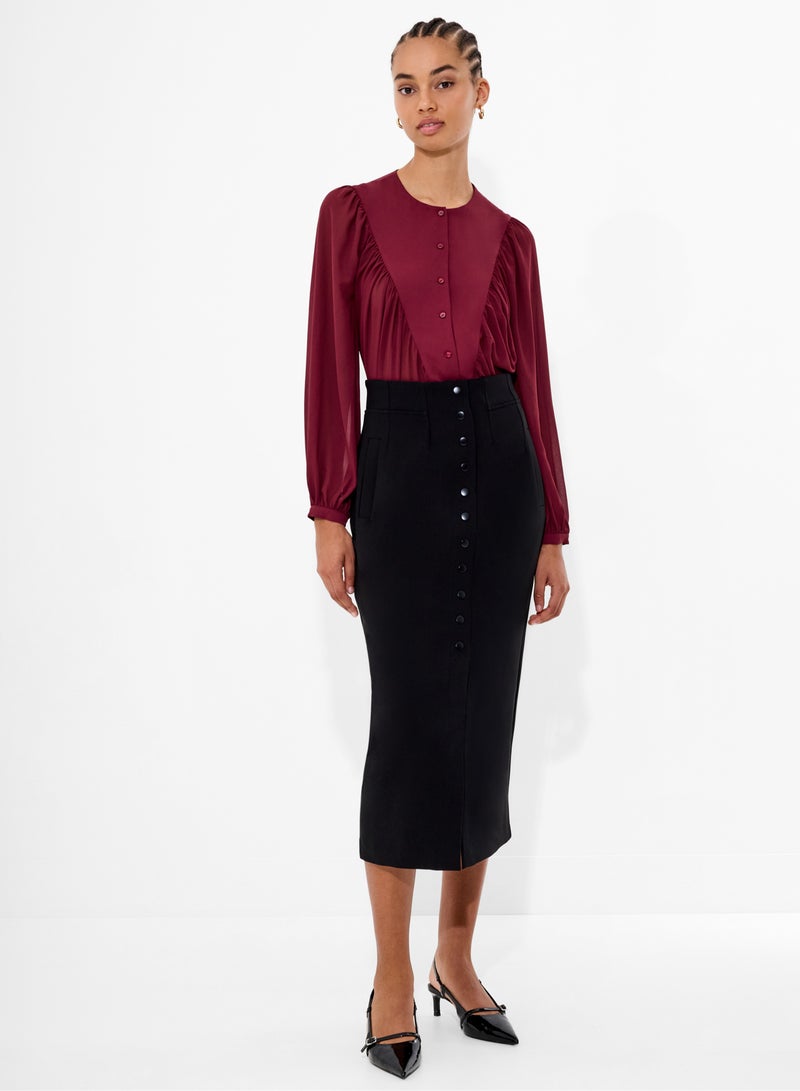 French Connection Eden Wesley Balloon Sleeve Shirt - Image 1