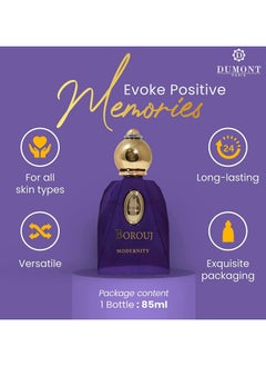 DUMONT PARIS Dumont BOROUJ MODERNITY - 85ml Travel Size - Arabian-Inspired Unisex Perfume for Men & Women - Citrus, Floral, Fruity, Amber & Wood Fragrance - Long Lasting Cologne  - Image 3