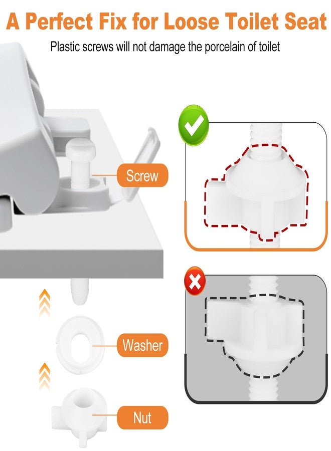 LRVAE 4 Sets Toilet Seat Screws, Including Plastic Bolts, Nuts and Washers, Durable Toilet Seat Bolts Replacement Kit to Fix Loose Top, Sleek Toilet Lid Hardware Screw 3-in-1 Fasteners - Image 4