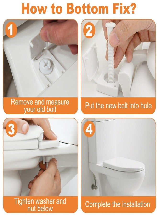 LRVAE 4 Sets Toilet Seat Screws, Including Plastic Bolts, Nuts and Washers, Durable Toilet Seat Bolts Replacement Kit to Fix Loose Top, Sleek Toilet Lid Hardware Screw 3-in-1 Fasteners - Image 3