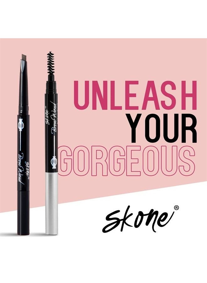 SKONE Cosmetics Brow Wand Eyebrow Pencil-Retractable Brow Pencil with Brush-Long Lasting, Waterproof Eyebrow Makeup Pencil Liner for Sleek Eyebrows-Eye Brow Definer-Chocolate for Brunettes, 0.1 oz  - Image 4