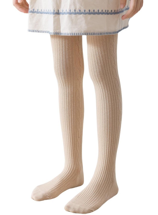 BINIDUCKLING Baby Cable Knit Tights 6-12 Months Beige - Image 1
