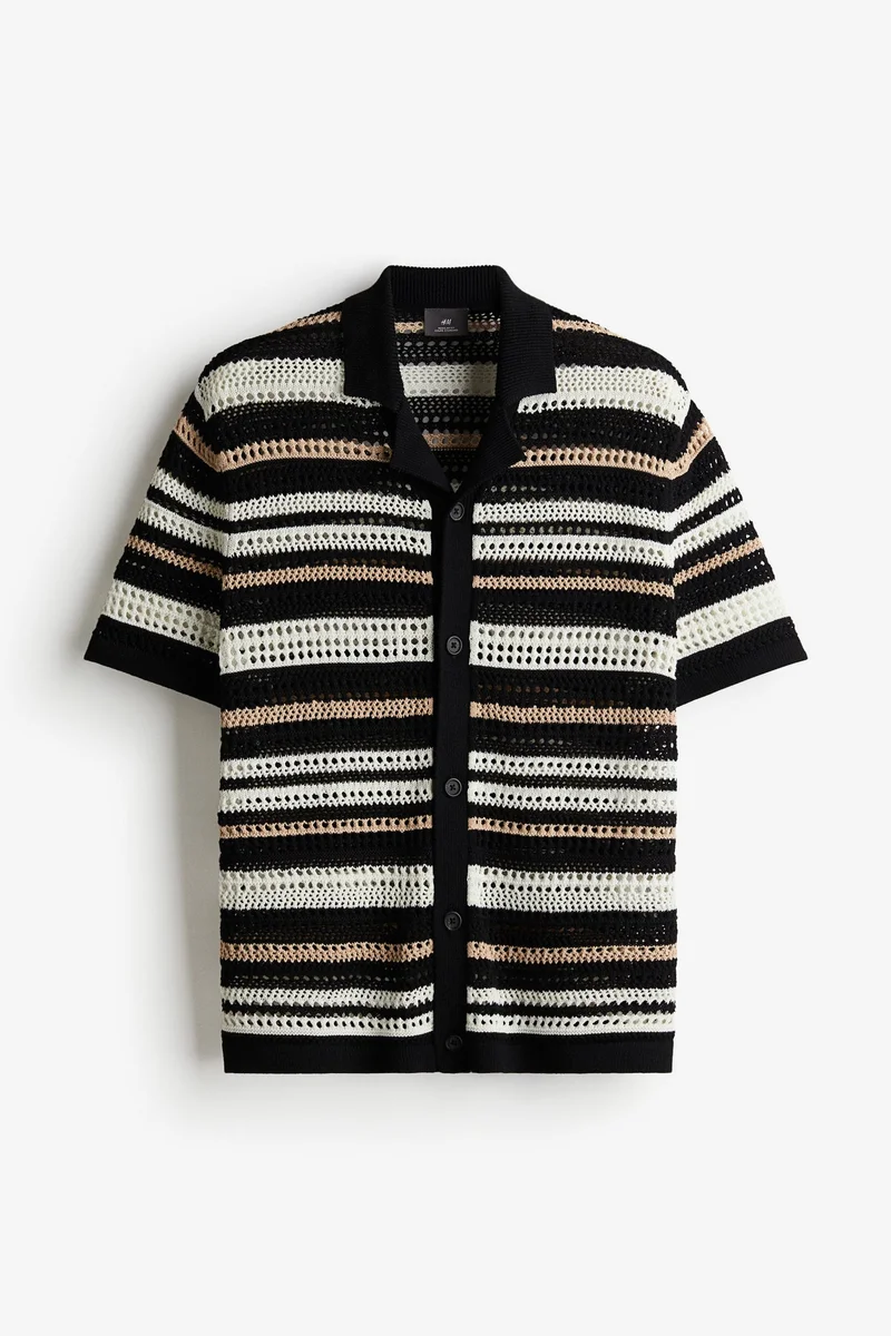 H&M Regular Fit Crochet-look resort shirt