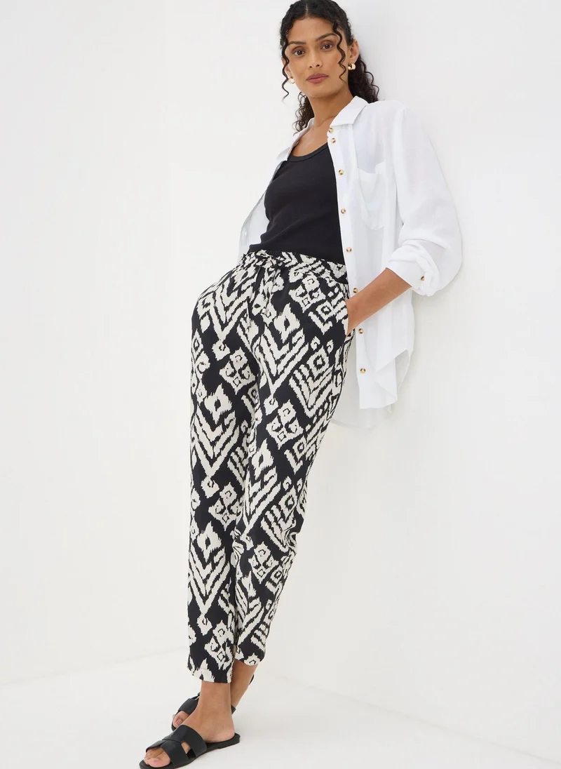 Matalan Black Monochrome Printed Tapered Trousers