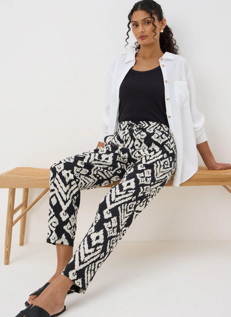 Matalan Black Monochrome Printed Tapered Trousers