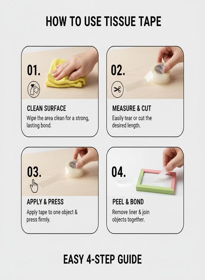 ماريو شريط لاصق مزدوج الجوانب من ماريو، عالي الجودة، 12 مم × 50 م - عبوة من 6 قطع | شريط لاصق مزدوج الجوانب احترافي لتركيب الصور، والأعمال الحرفية، والاستخدامات المكتبية - Image 2