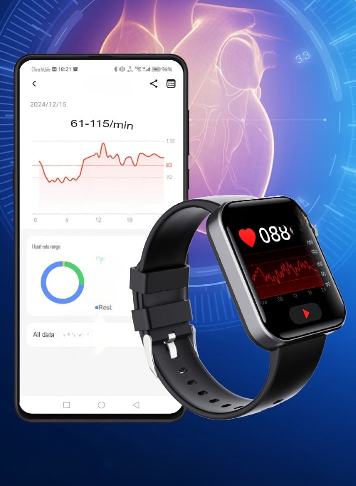 Smart Health Watch, Magnetic Charging Activity Tracker Watch, Full Touch IPS Display Android Smart Watch, Sturdy And Durable Health Monitoring Watch, (1pc, Silver, Steel Bamboo Strap)  - Image 3