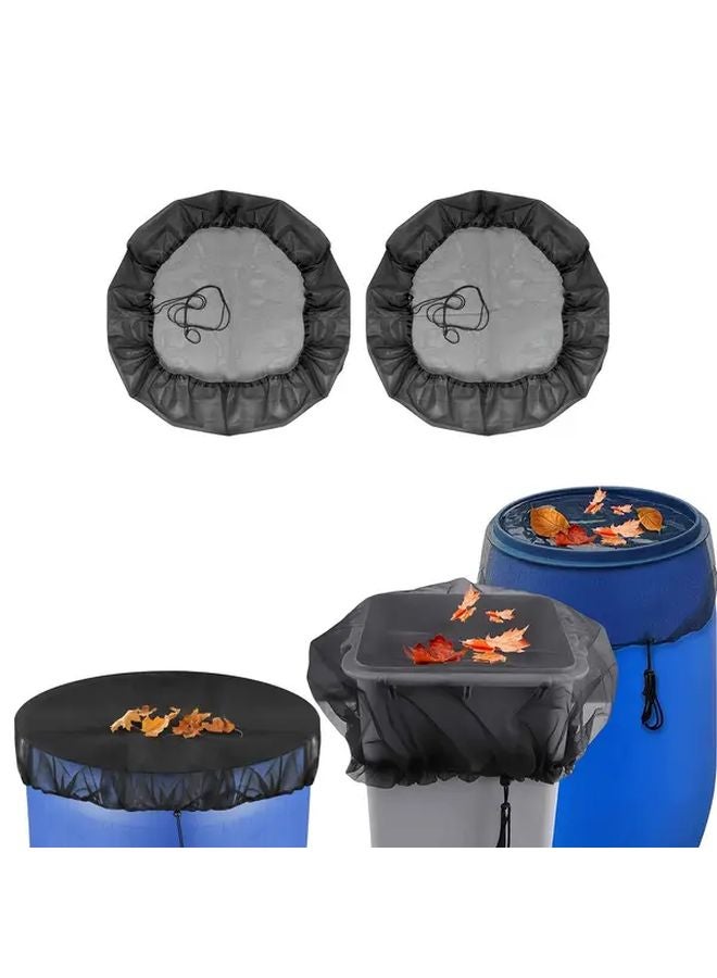 قطعتان من أغطية براميل المطر المتينة، شبكة سوداء مقاومة للحشرات، لجمع مياه الأمطار في الخارج - Image 2