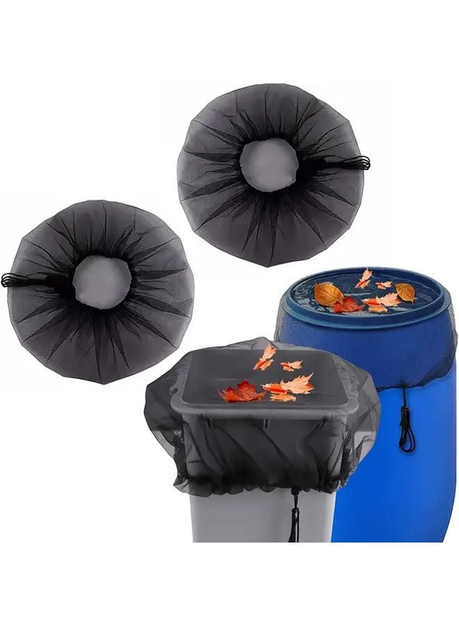 قطعتان من أغطية براميل المطر المتينة، شبكة سوداء مقاومة للحشرات، لجمع مياه الأمطار في الخارج - Image 1