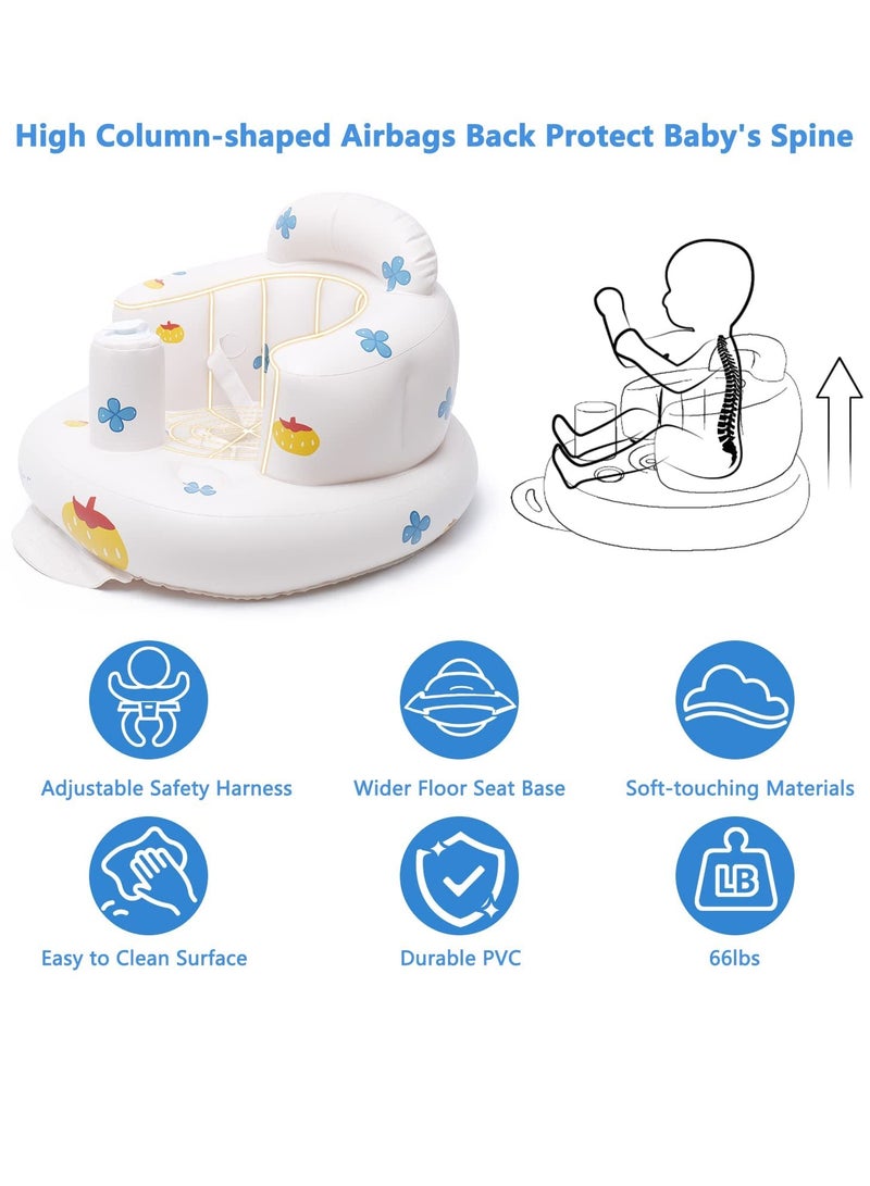 DOOKOO Baby Floor Seat, Baby Chair for Sitting Up,Baby Seat, Baby Inflatable Seat, 3-Point Harness Baby Support Seat, Baby Floor Seat with Built in Air Pump - Image 2