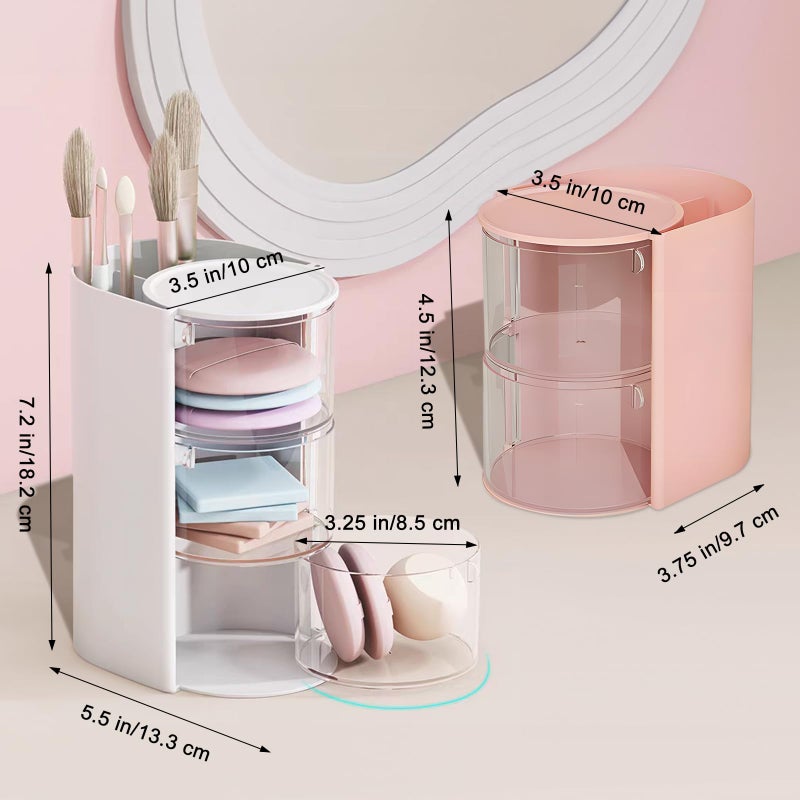 Wiojtry Hair Brush Holder & Hair Accessory Organizer, 2-Layer Clear Hair Accessories Organizer Rotatable Small Jewelry Box for Clip Earring Necklaces, The Latest Gift for A Girl. (pink, "Trumpet") Hair Caddy - Image 2