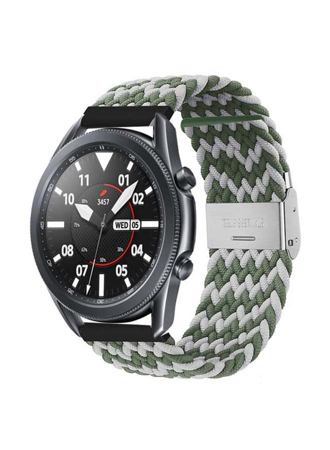 Perfii Adjustable Braided Solo Loop Band for Samsung Galaxy Watch3 45mm Green/Grey - Image 2