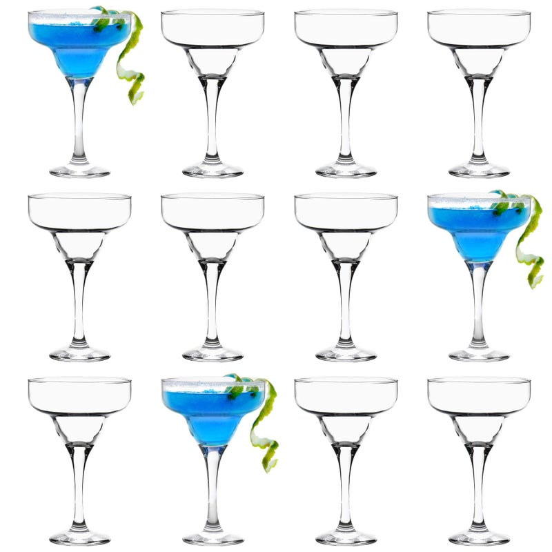 LAV Misket Margarita Glasses  Pack of 12300ml  Clear Espresso Martini Champagne Glasses Cocktail Gin Wine Celebration Drinking Party Stemmed Coupe Glass Set