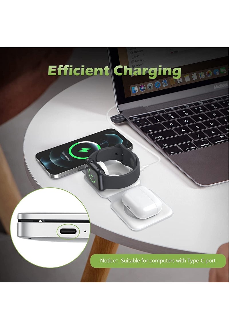 Generic - 3 in 1 Wireless Charger, Foldable Magnetic Charger Station, 18W Fast Wireless Charging Pad, Compatible with iPhone 14/13/12/11, Samsung Galaxy, AirPods, Google Pixel, i-Watch - Image 1