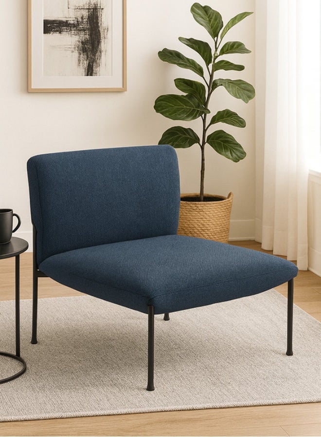 YI ONE Single-Seater Armless Sofa – Modern Blue Fabric Reception Chair with Steel Frame & High-Density Foam for Office, Lounge & Home Use – Comfortable No-Arm Waiting Room Chair (73 x 69 x 75 cm - Image 1