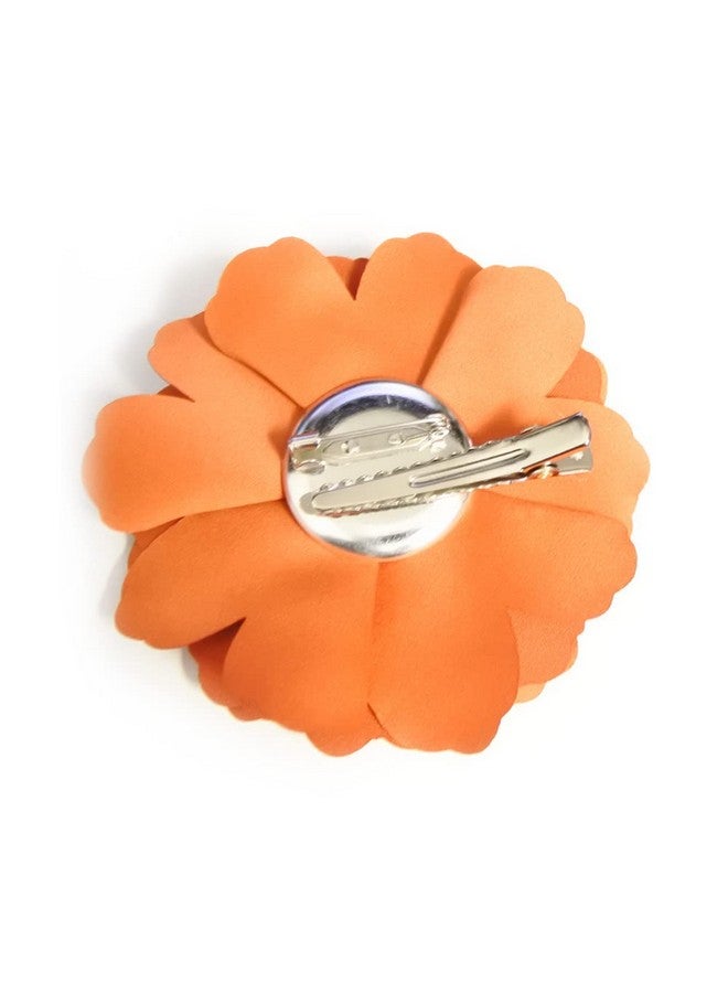 Meilliwish Camellias Flower Hair Clip And Brooch Pin 1 Pcs(A74)(Orange) - Image 2