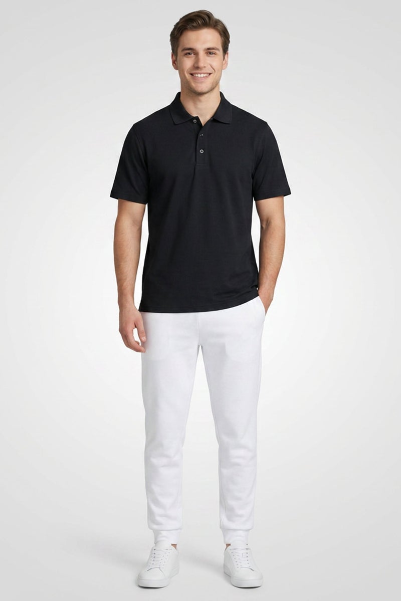 Greg Norman Men Sportswear Fit Short Sleeves Outdoor Polo Shirt, Black - Image 2