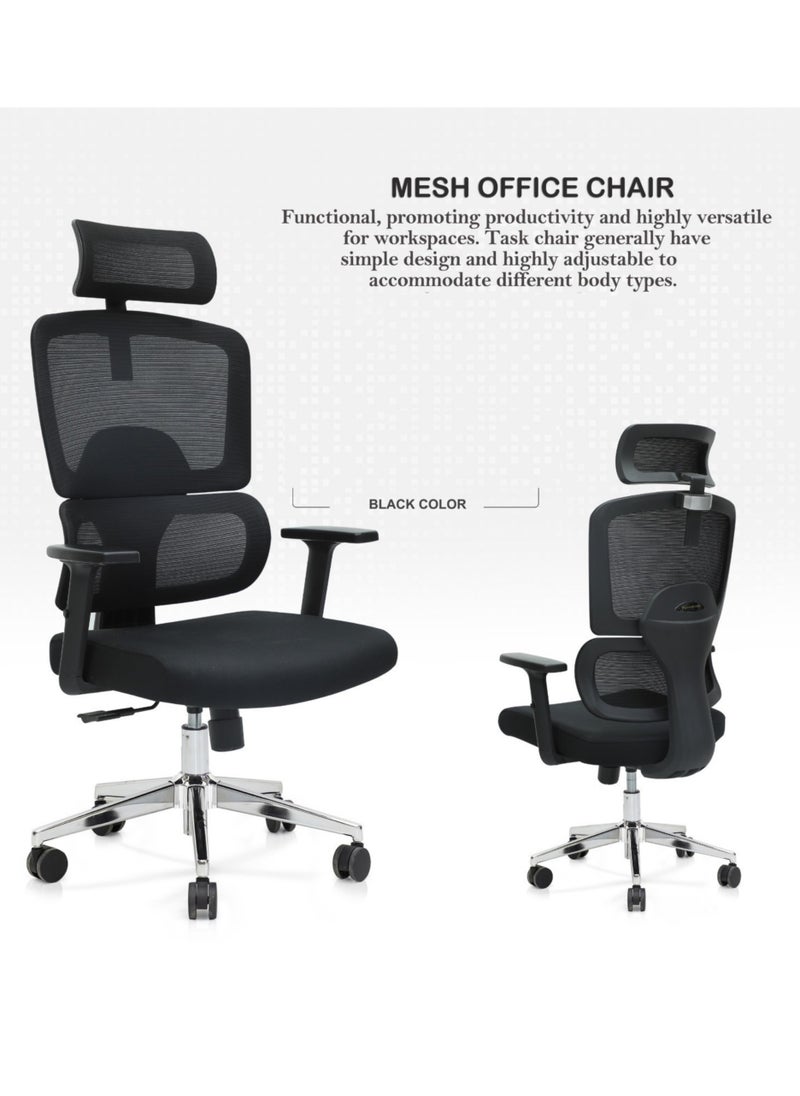 KARNAK Mesh Executive Office Chair With Adjustable Headrest Color Black  - Image 3