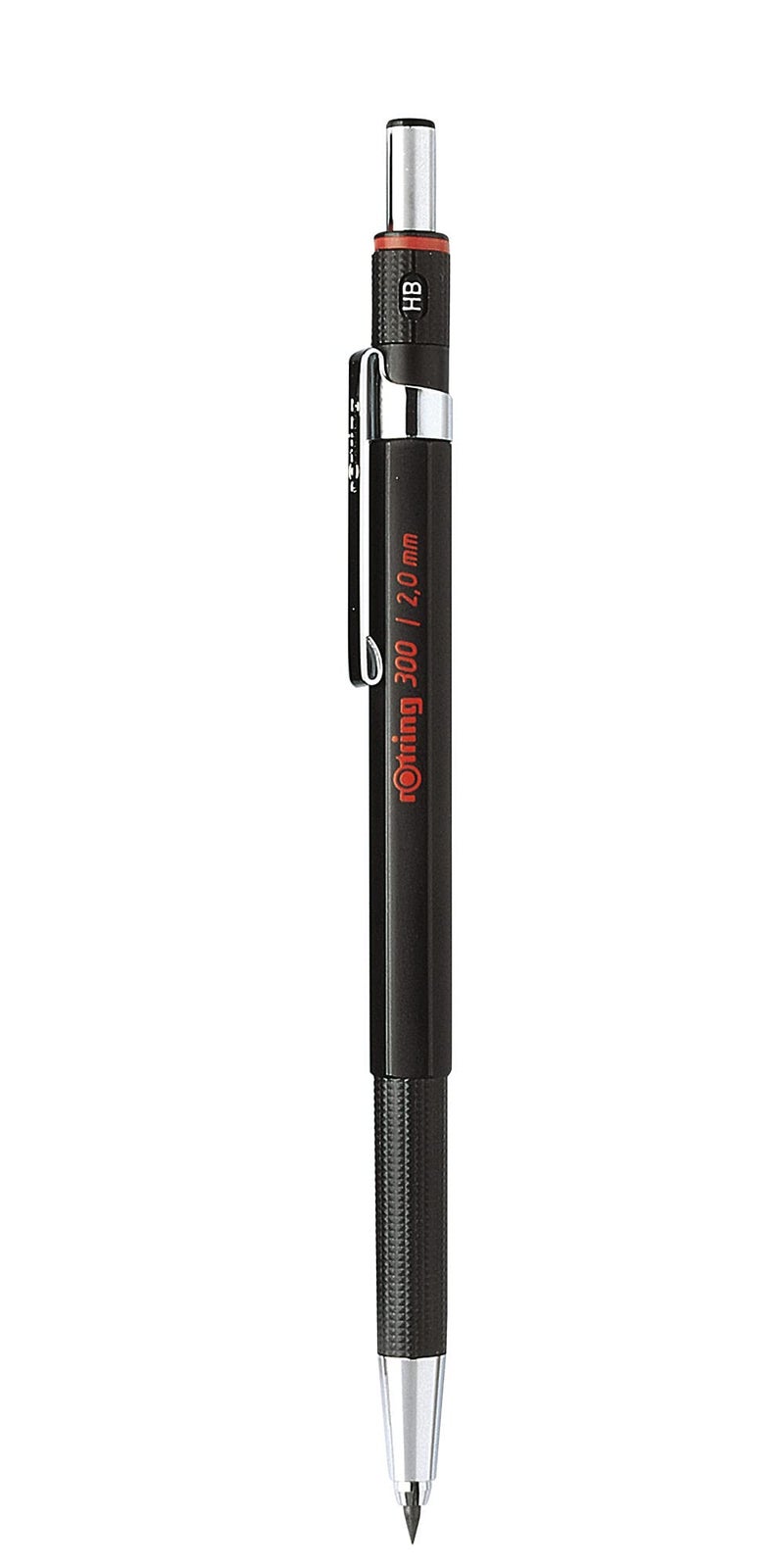 rOtring 300 Mechanical Pencil 20 mm Refillable with Sharpener Under Cap Black 1Count - Image 2