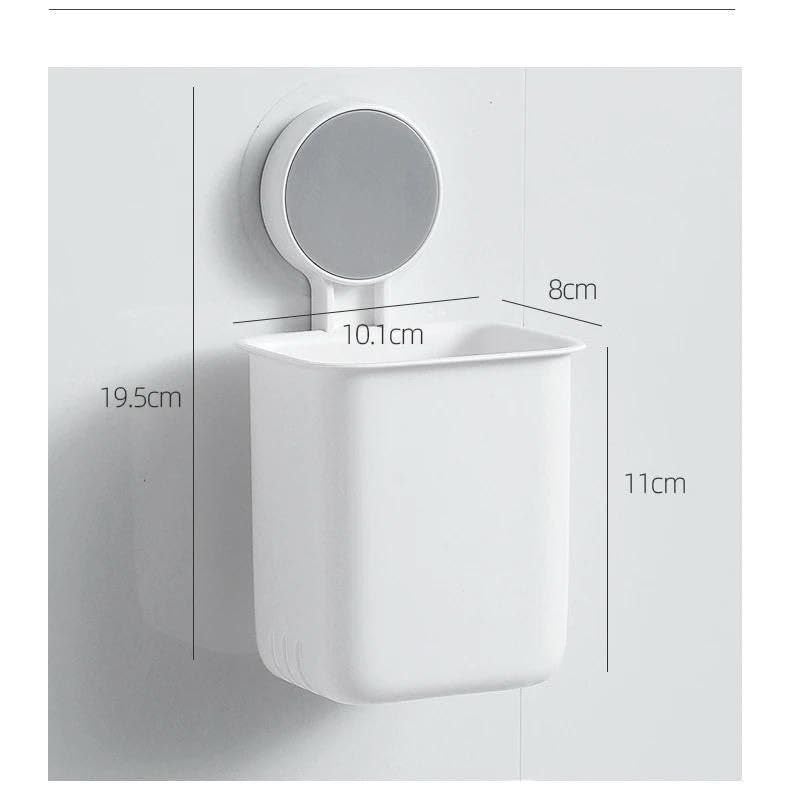 Generic Wall Mounted Bathroom Toothbrush Holder with Mirror, White Plastic Storage Caddy  - Image 3