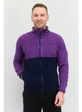 Men Mock Neck Embroidered Logo Long Sleeves Sweatshirt, Purple