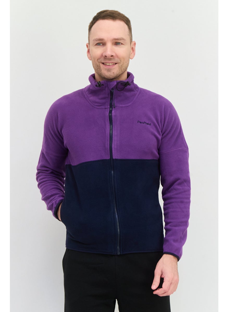 Penfield - Men Mock Neck Embroidered Logo Long Sleeves Sweatshirt, Purple - Image 1