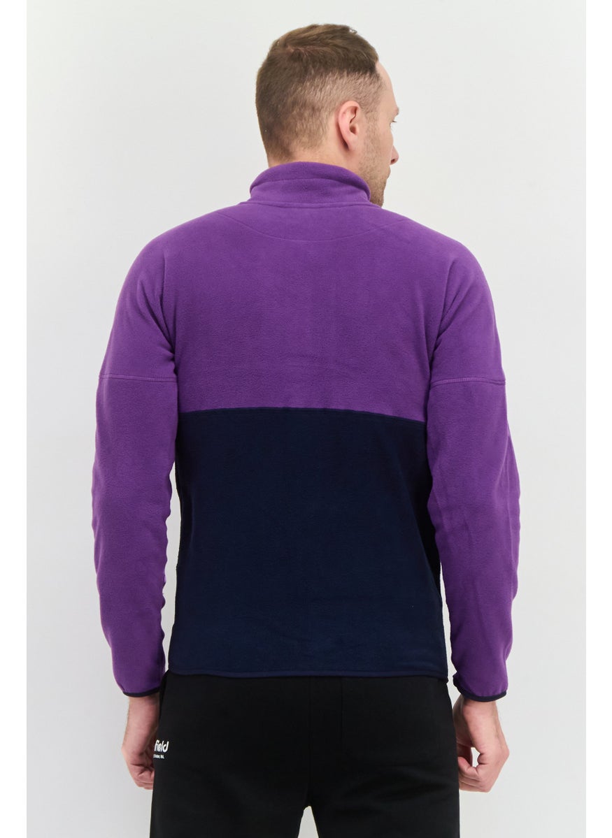 Penfield - Men Mock Neck Embroidered Logo Long Sleeves Sweatshirt, Purple - Image 1
