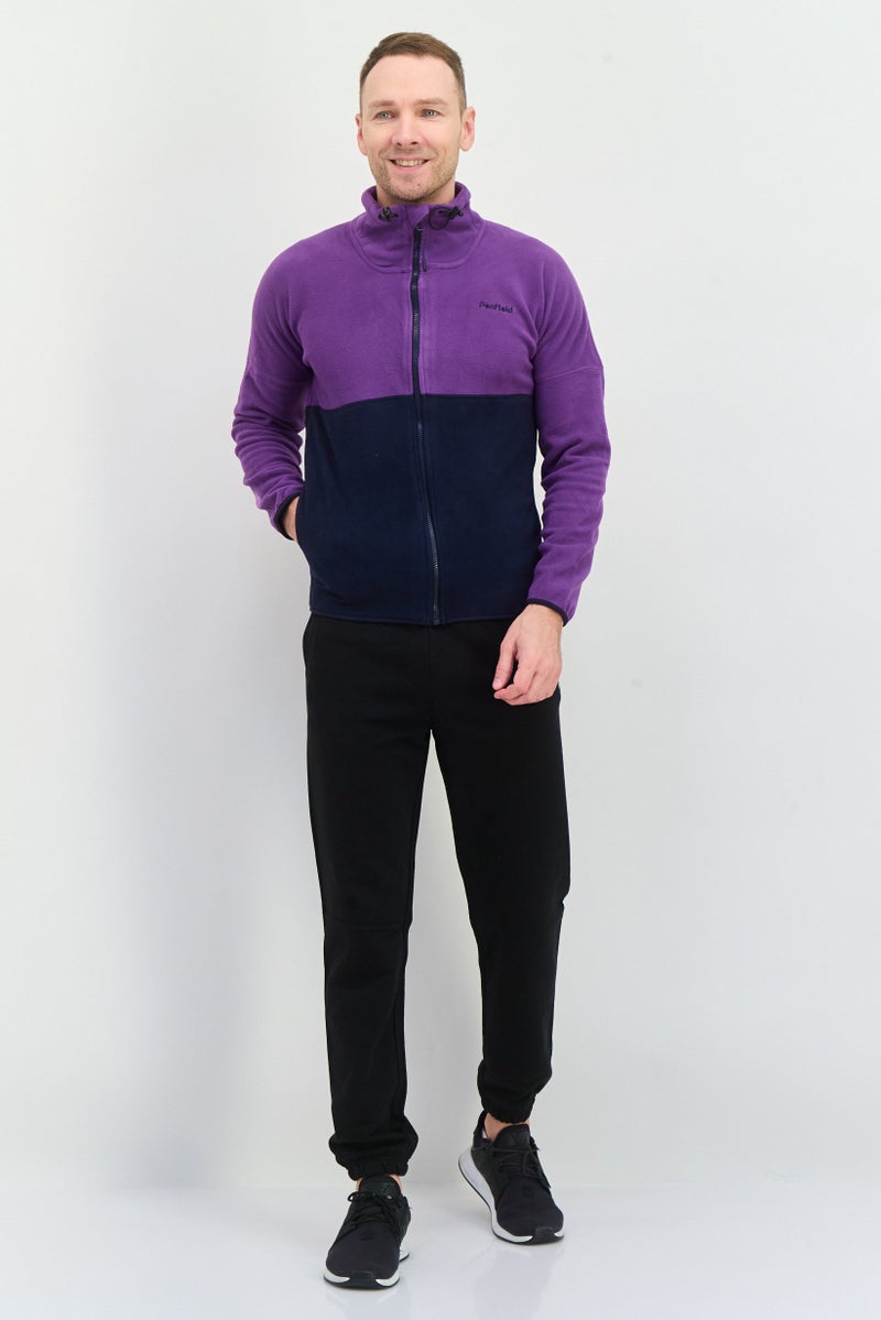 Penfield سويت شيرت بأكمام طويلة وياقة مزيفة للرجال، مزين بشعار، بنفسجي - Image 2