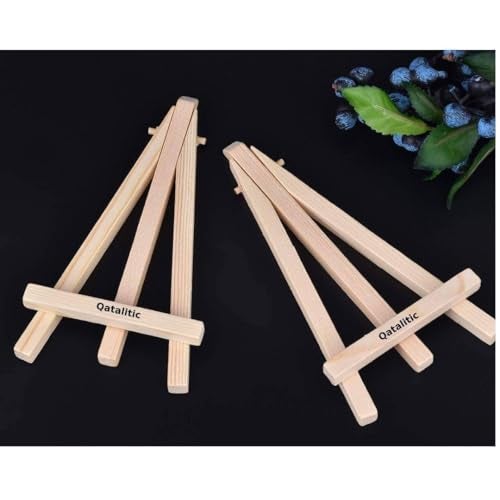 Qatalitic 10 Pcs Mini Wooden Display Easel 6 inches, Natural Wood Tripod Stand for Sketch Accessories, Craft Art Painting, for Displaying Mini Canvas, Business Card, Photos - Image 4