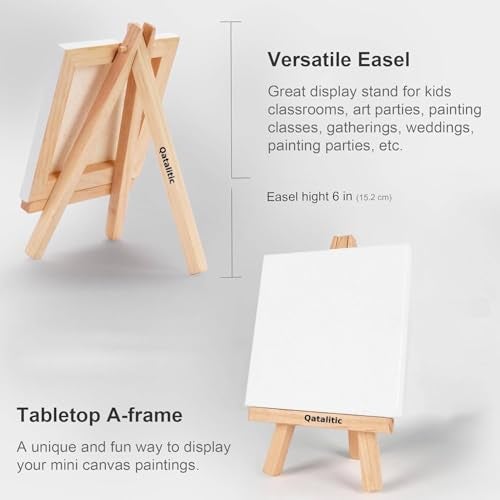 Qatalitic 10 Pcs Mini Wooden Display Easel 6 inches, Natural Wood Tripod Stand for Sketch Accessories, Craft Art Painting, for Displaying Mini Canvas, Business Card, Photos - Image 2