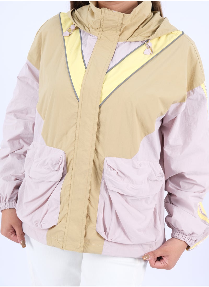 ONLY - Women’s Multicolor Double Pockets Windproof Hoodie in Lavender Fog - Image 1