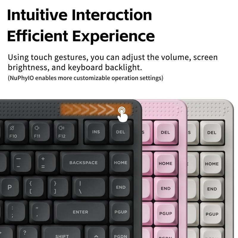 nuphy Node75 Wireless Mechanical Keyboard, 75% Hot Swappable Custom Keyboard, 82 Keys Computer Gaming Keyboards, Supports Touch Gestures, PBT Keycaps, RGB Backlit, Bluetooth/2.4GHz/USB-C - Image 3