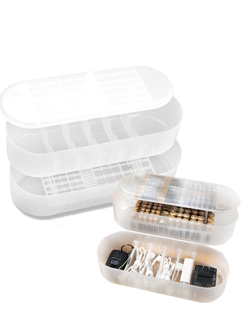 Transparent Battery Organizer Storage case, with Tester Clear Charger Organizer Box for AA-AAAA C D 9V Battery Storage Organizer Cable Charger Cord, for Home Offices, and Utility Rooms  - Image 1