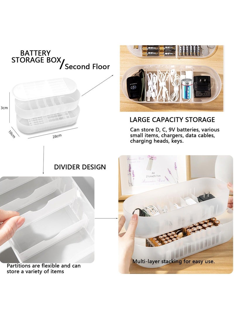 Transparent Battery Organizer Storage case, with Tester Clear Charger Organizer Box for AA-AAAA C D 9V Battery Storage Organizer Cable Charger Cord, for Home Offices, and Utility Rooms  - Image 5