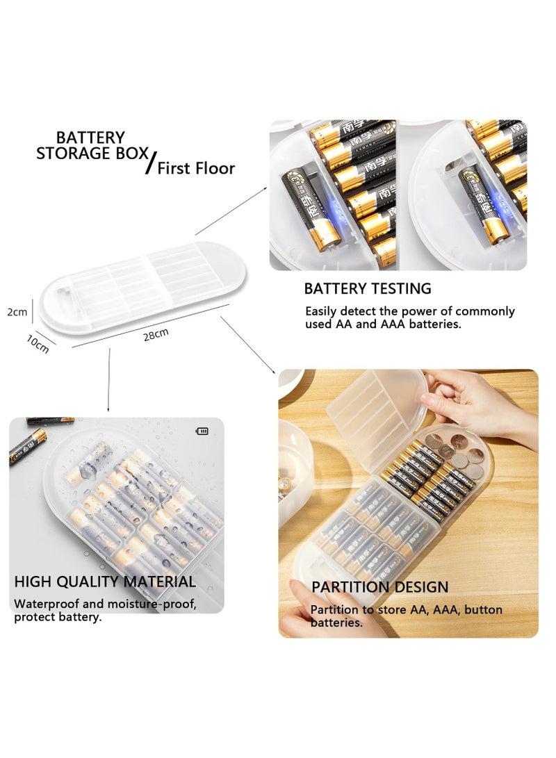 Transparent Battery Organizer Storage case, with Tester Clear Charger Organizer Box for AA-AAAA C D 9V Battery Storage Organizer Cable Charger Cord, for Home Offices, and Utility Rooms  - Image 4