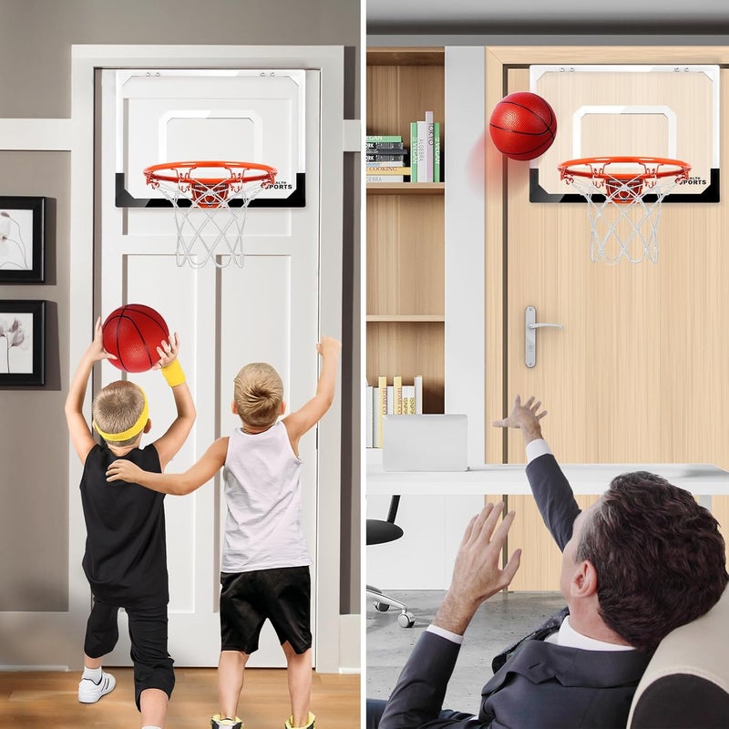 AOKESI Indoor Mini Basketball Hoop Set for Kids - 17" x 12.5" Door Hoops Room&Wall Mounted with Complete Accessories Game Toys Balls Gifts Boys Teens - Image 2