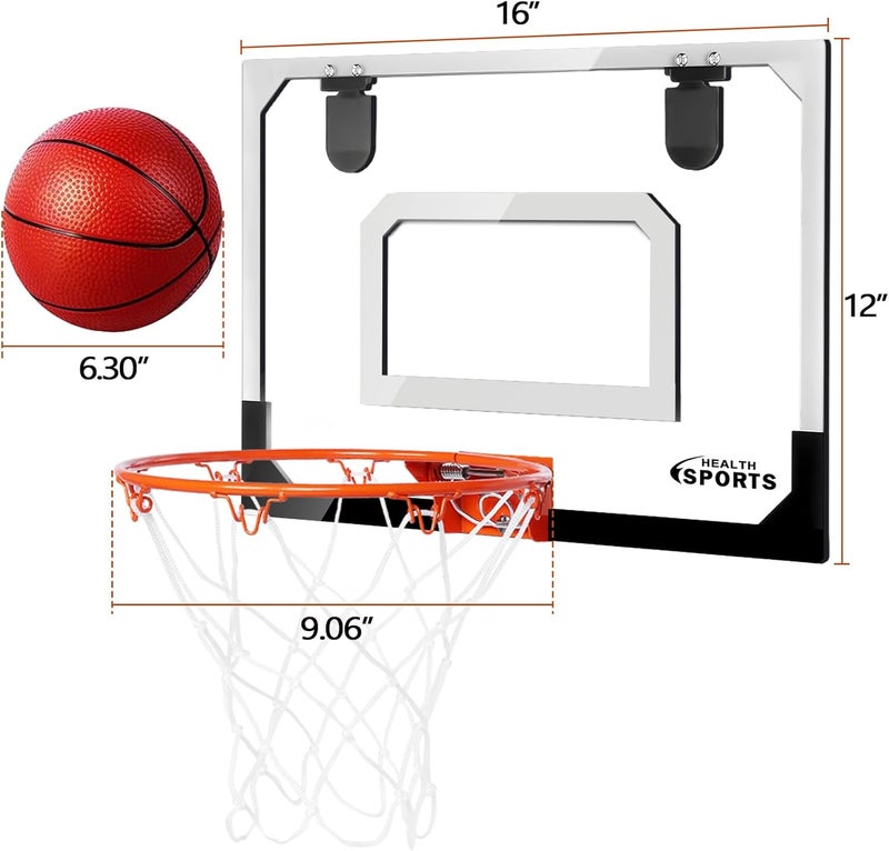 AOKESI Indoor Mini Basketball Hoop Set for Kids - 17" x 12.5" Door Hoops Room&Wall Mounted with Complete Accessories Game Toys Balls Gifts Boys Teens - Image 3