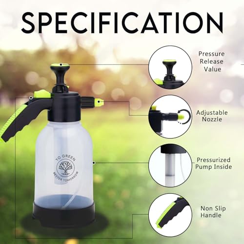 Yo Green Smart 2 Liter Heavy-Duty Garden Pressure Sprayer Pump, Versatile Pesticide & Sensitization Spray, Portable Hand Compress, Hand Compression Plant Watering Can (2 Liter with Plant Booster) - Image 4