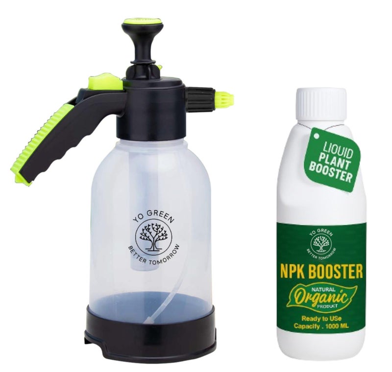 Yo Green Smart 2 Liter Heavy-Duty Garden Pressure Sprayer Pump, Versatile Pesticide & Sensitization Spray, Portable Hand Compress, Hand Compression Plant Watering Can (2 Liter with Plant Booster) - Image 1