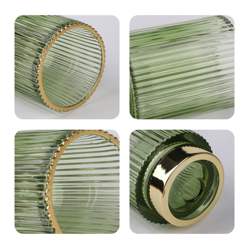Fvstar Green Makeup Brush Holder For Vanity  Glass Makeup Organizer Cup  Gold Toothbrush Holders  Pen Holder For Desktop  Vintage Brushes Storage Organizer For Paint Brush  Pen  Pencil  Eyeliner - Image 4