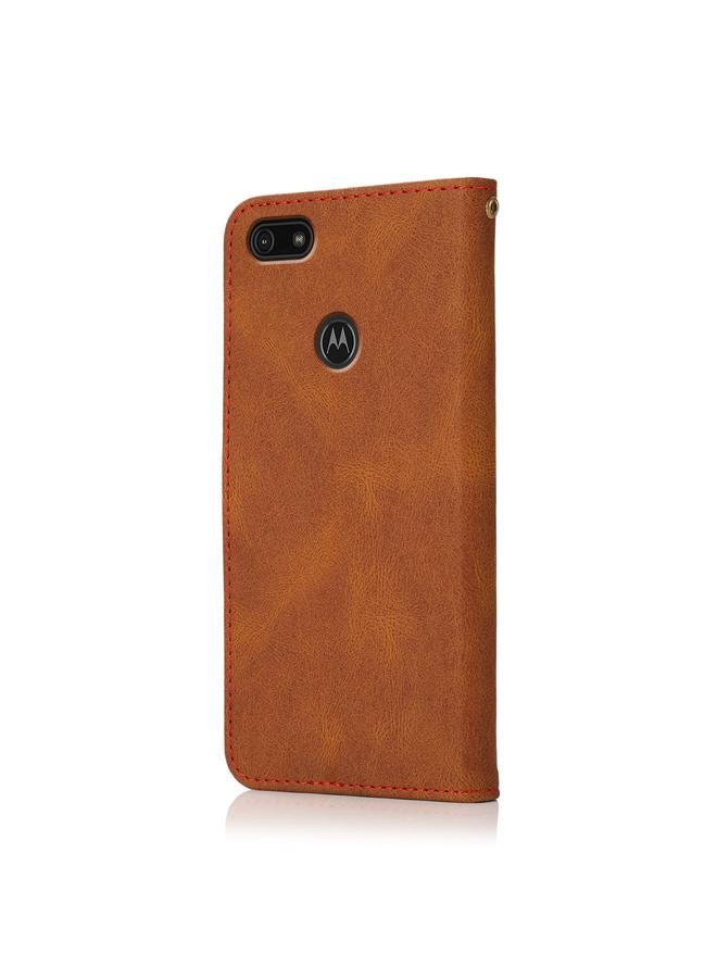 S-TOP Case For Motorola Moto E6 Play Dual-color Stitching Leather Phone Case - Image 3
