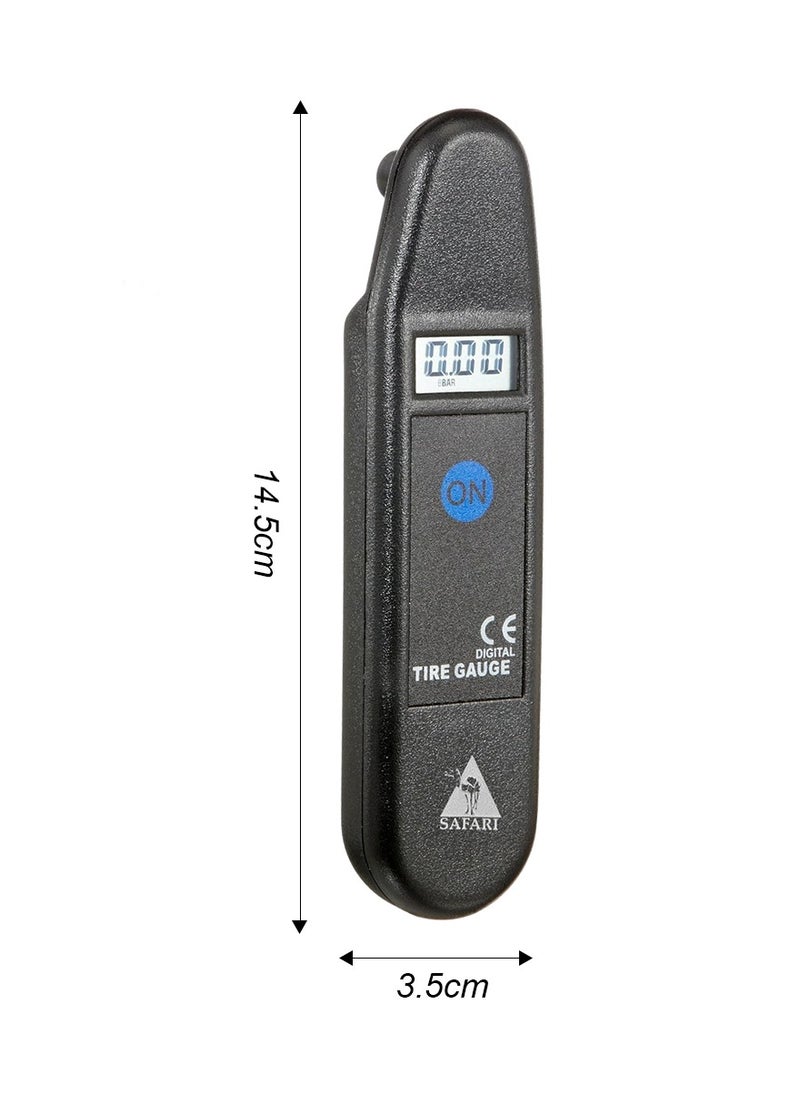 Safari Digital Tire Pressure Gauge TG-57, LCD Display, 150 PSI, Portable Keychain Air Pressure Tester for Cars, Motorcycles, Bicycles, and ATVs