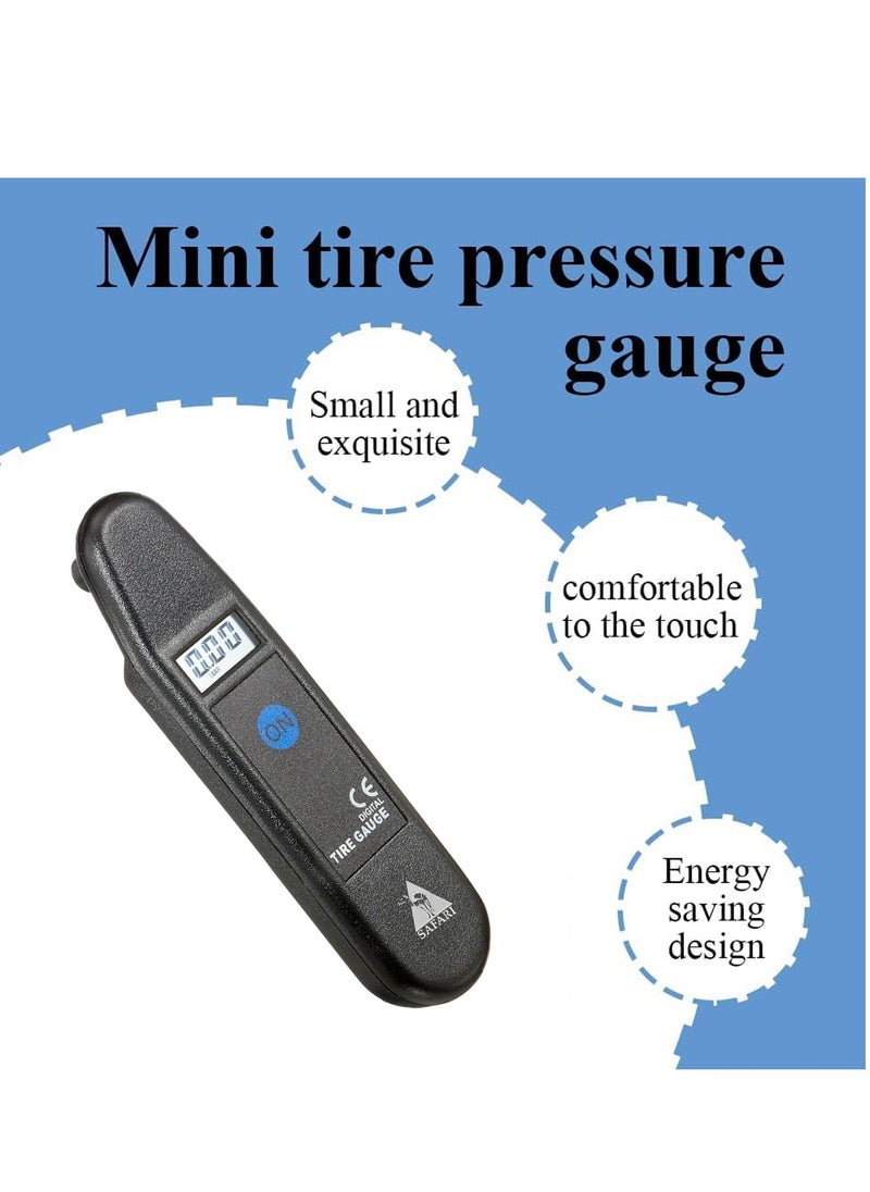 Safari Digital Tire Pressure Gauge TG-57, LCD Display, 150 PSI, Portable Keychain Air Pressure Tester for Cars, Motorcycles, Bicycles, and ATVs