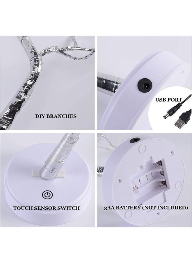 Generic - Light Tree Table Top LED Shimmery Tree Light Battery & USB Powered Touch Switch Pre Lit Twig Branch Lights for Holiday Home Decorative Night Light - Image 1