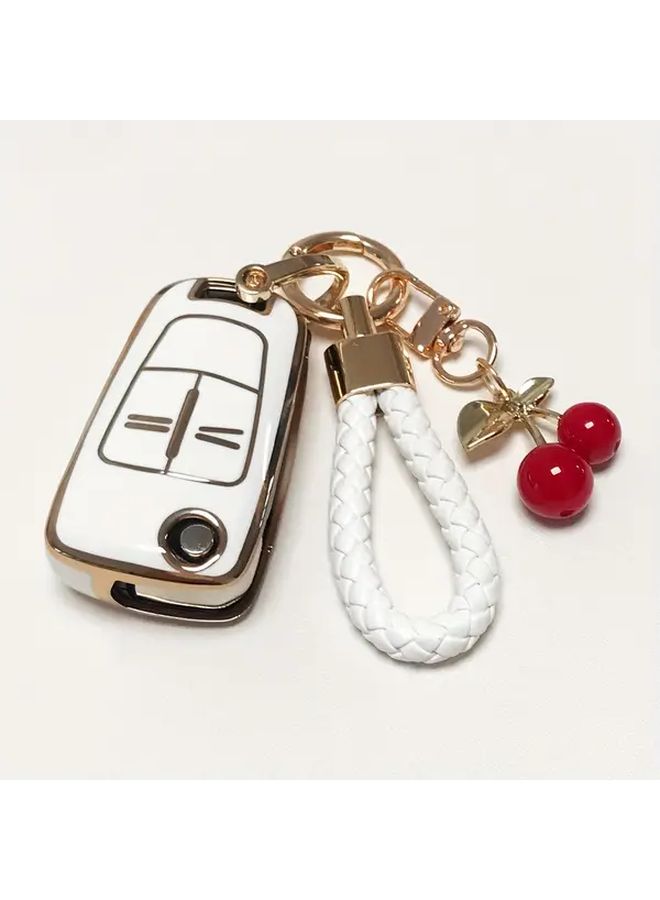 White Smart Key Case Cover with Keychain for Opel Astra H Corsa D Insignia Vectra Signum Keyshell - Image 4