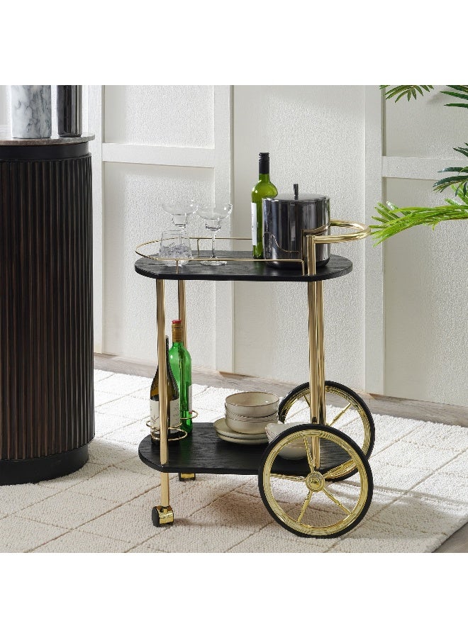 Pan Home Danita Serving Trolley 2 Tier - Black And Brass  - Image 1